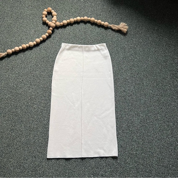 ZARA White Basic Felt Sweater Midi Maxi Knee-Length Pencil Bodycon Modest Skirt - Picture 6 of 16